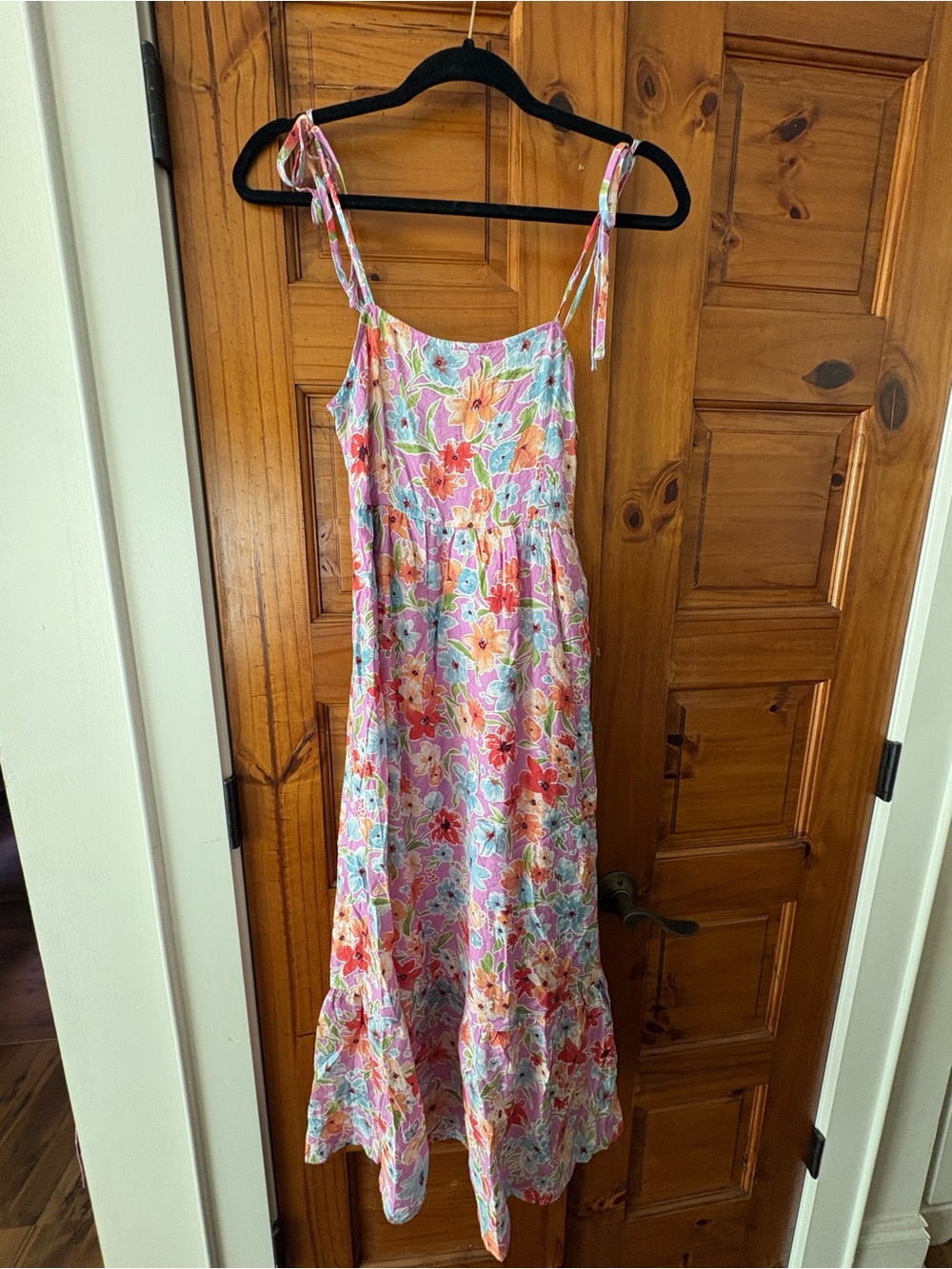 Floral Tie-Shoulder Maxi Dress - Pink Multi
